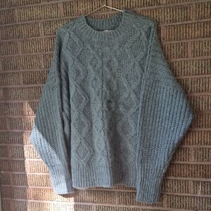 Wishlist Men's Charcoal Cable Knit Crewneck Sweater